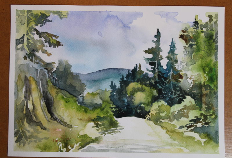 krajobraz malowany akwarelami