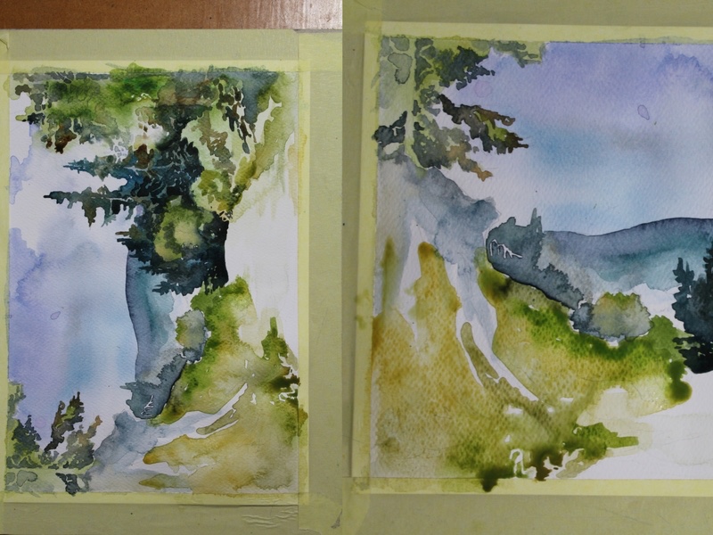 góry namalowane akwarelami